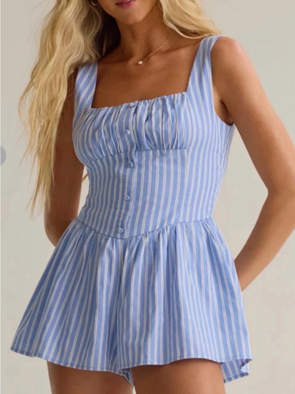 Altar'd State Light Blue & White Striped Skort